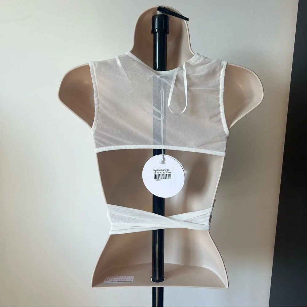 Princess Polly White Wrap Taylor Top Size 4 NWT Recycled Fibers Crop Top - Picture 3 of 5